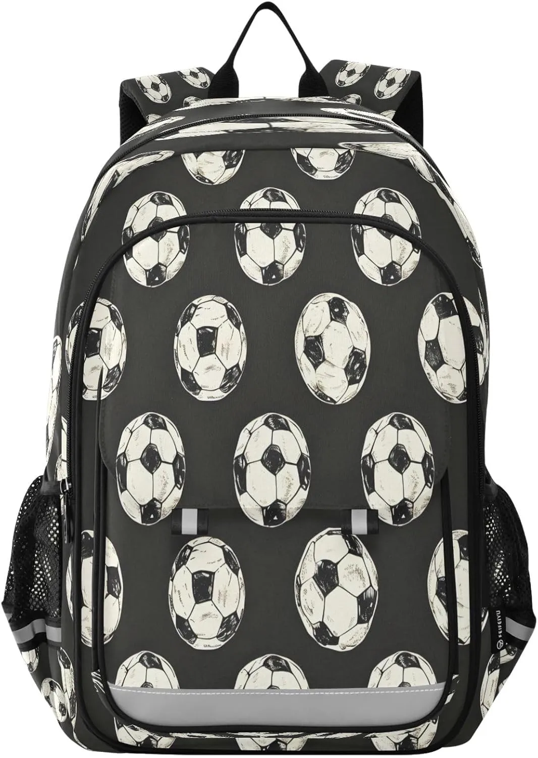 ALAZA Monochrome Soccer Pattern School Backpacks Travel Laptop Bag Kids Bookbag for Girls Boys Teens Women Men