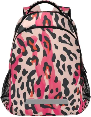 ALAZA Pink Leopard Pattern Backpack Girls Kids Backpacks Boys School Bookbag 3rd 4th 5th Grade Casual Daypack Laptop Shoulder Bag