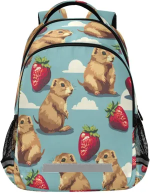 ALAZA Prairie Strawberry Pixel Backpacks for Girls Boys Kids Travel Laptop Daypack School Book Bag for Teens