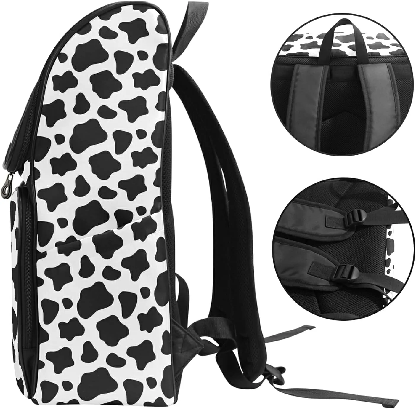 ALAZA Schoolbag Large Bookbag Black And White Cow Print Backpacks Laptop Backpack for Kindergarten Elementry Middle School Student College Adult Backpack