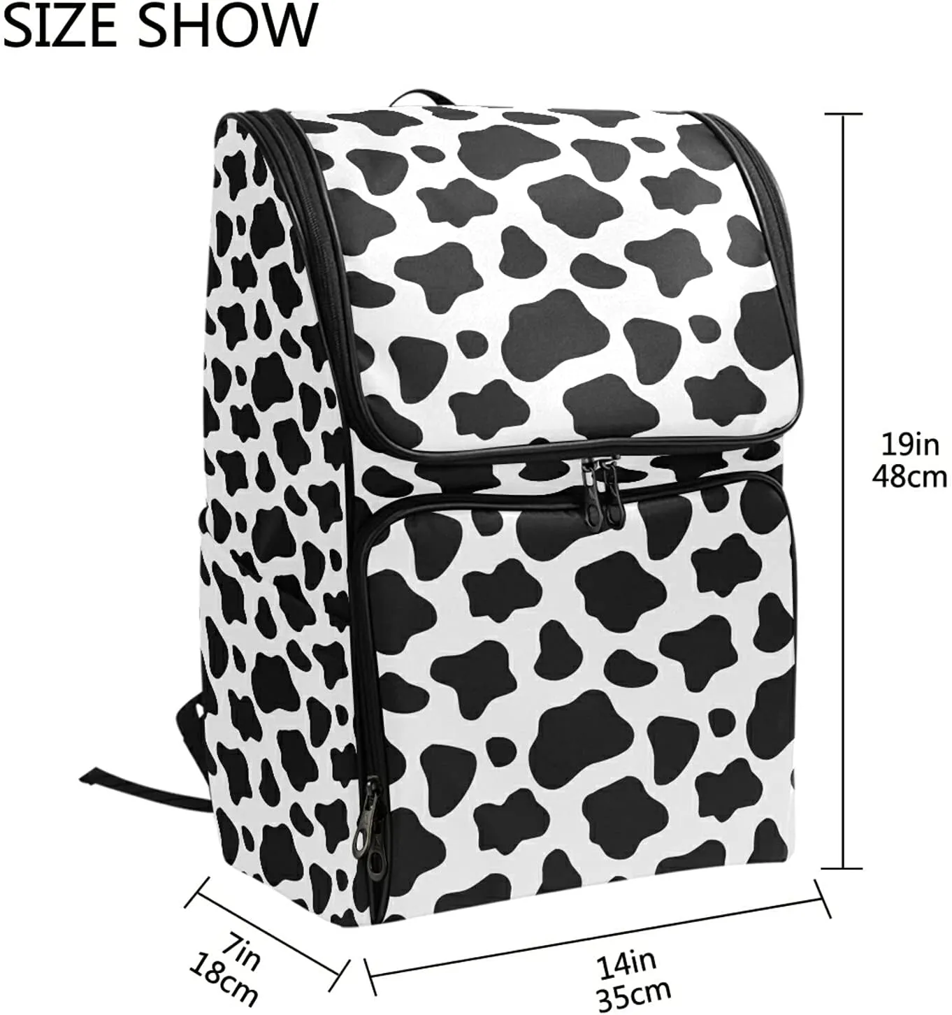 ALAZA Schoolbag Large Bookbag Black And White Cow Print Backpacks Laptop Backpack for Kindergarten Elementry Middle School Student College Adult Backpack