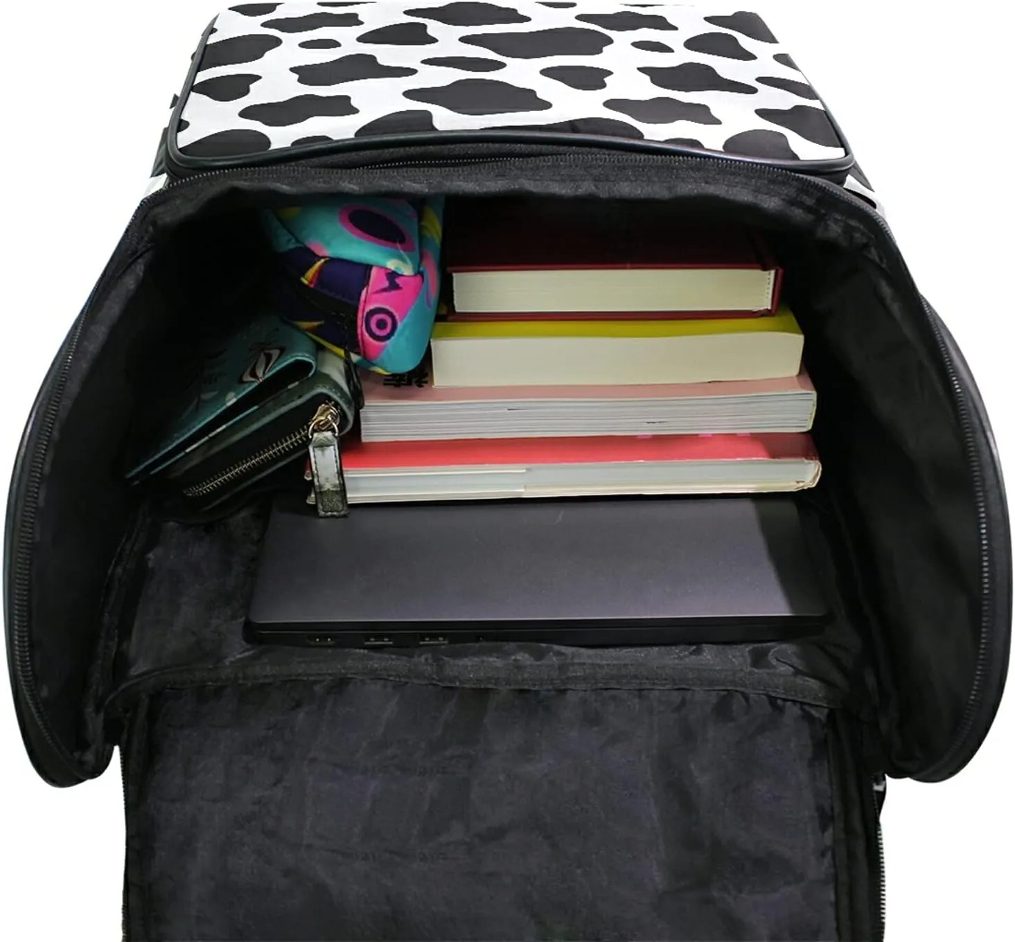ALAZA Schoolbag Large Bookbag Black And White Cow Print Backpacks Laptop Backpack for Kindergarten Elementry Middle School Student College Adult Backpack