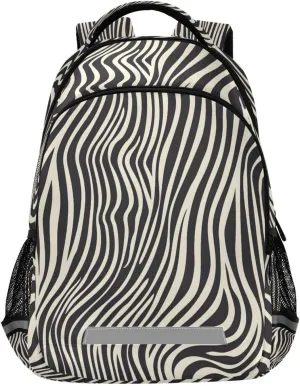 ALAZA Zebra Print Wave Backpacks Travel Laptop Daypack School Book Bag for Men Women Teens Kids