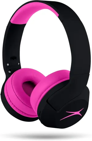 Altec Lansing Kid Safe Noise Cancelling Wireless Headphones 15H Battery, 85dB Volume Limit, Foldable Design Powerful Sound, Active Noise Cancellation Perfect for Kids Ages 7  (Blackout Pop Pink)