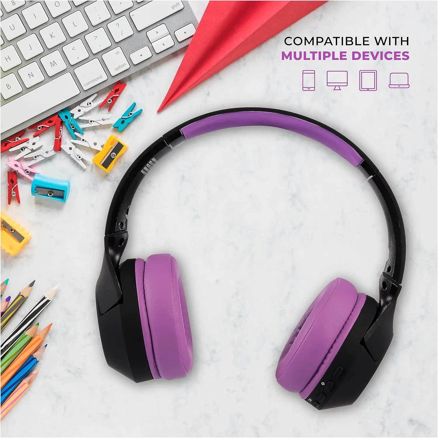 Altec Lansing Kid Safe Noise Cancelling Wireless Headphones 15H Battery, 85dB Volume Limit, Foldable Design Powerful Sound, Active Noise Cancellation Perfect for Kids Ages 7 