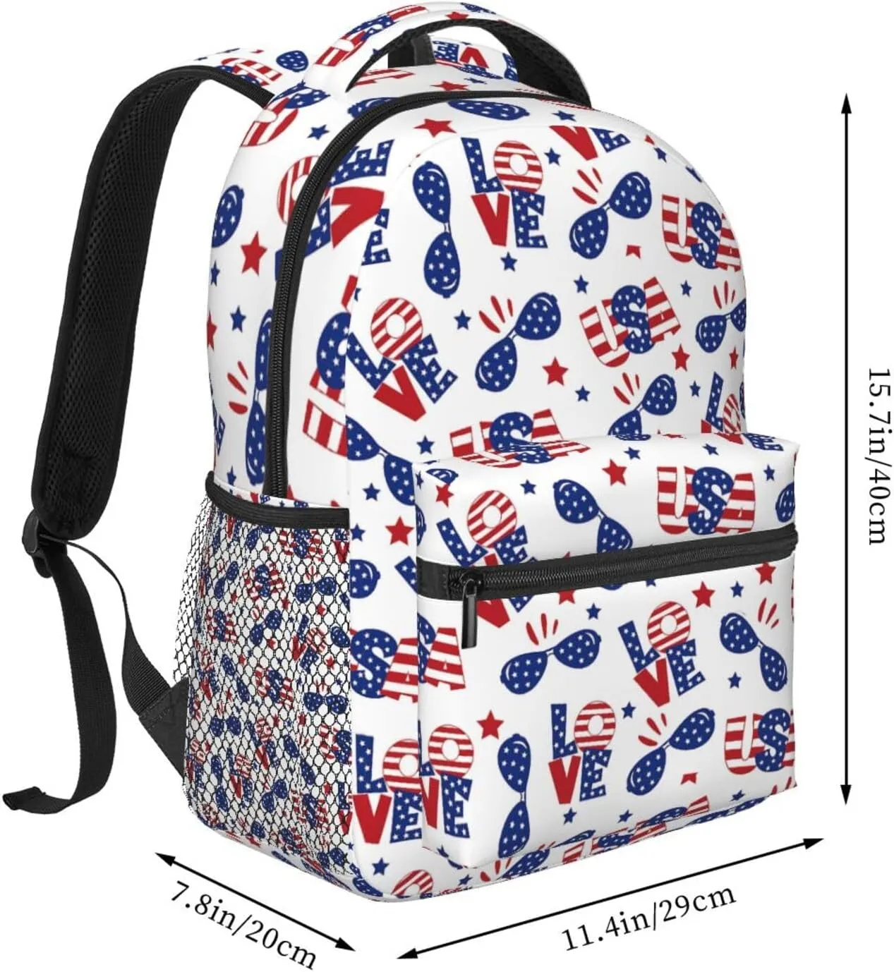 American Flag Independence Day Backpack,Laptop Bookbags Shoulder Bag Travel Hiking Camping Daypack for Men Women