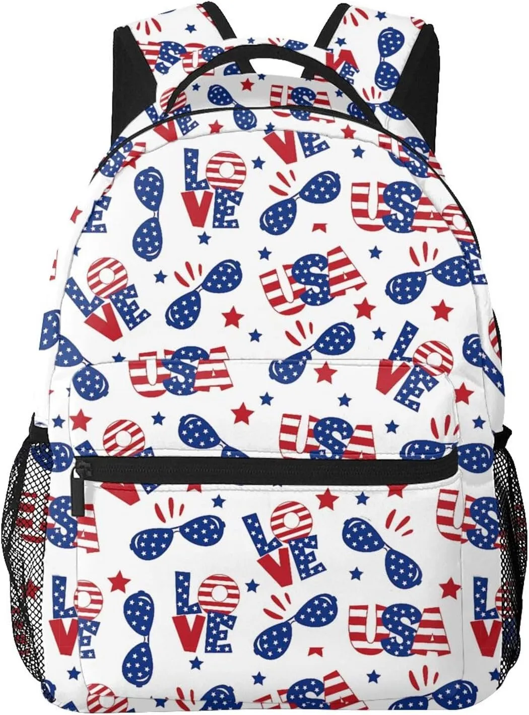 American Flag Independence Day Backpack,Laptop Bookbags Shoulder Bag Travel Hiking Camping Daypack for Men Women