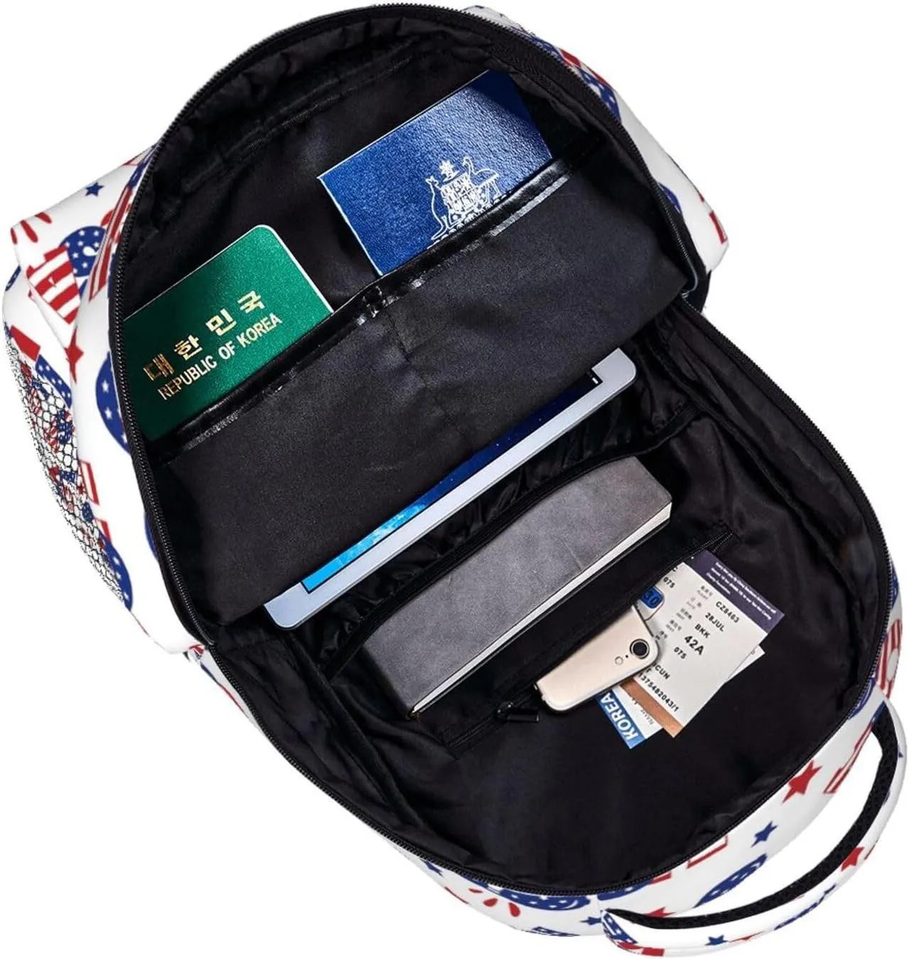 American Flag Independence Day Backpack,Laptop Bookbags Shoulder Bag Travel Hiking Camping Daypack for Men Women