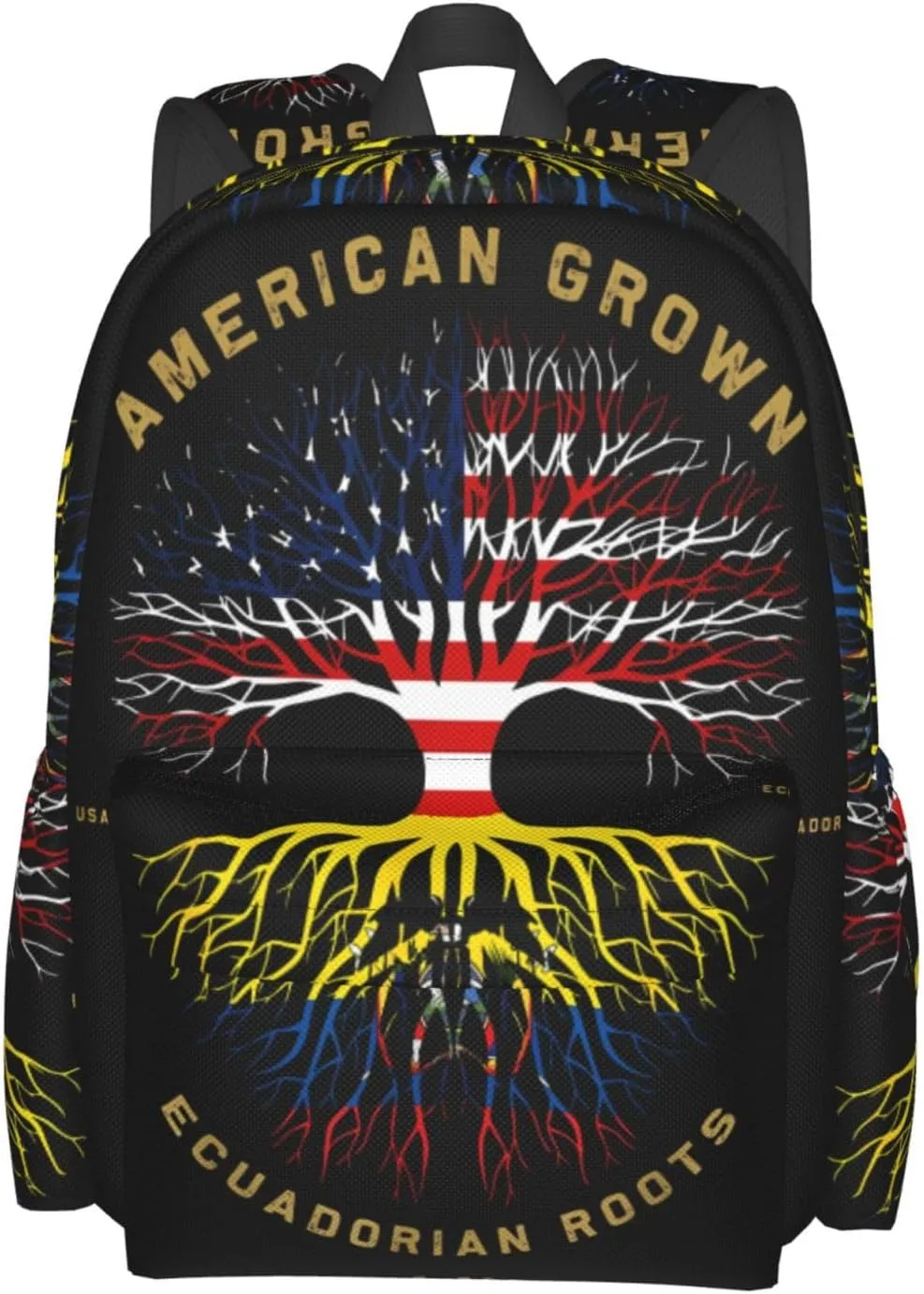 American Grown Ecuadorian Roots Tree Flag Large Travel Backpack Casual Backpacks Laptop Daypack Working Rucksack Lightweight Back Pack Sports Bag with Adjustable Shoulder Strap