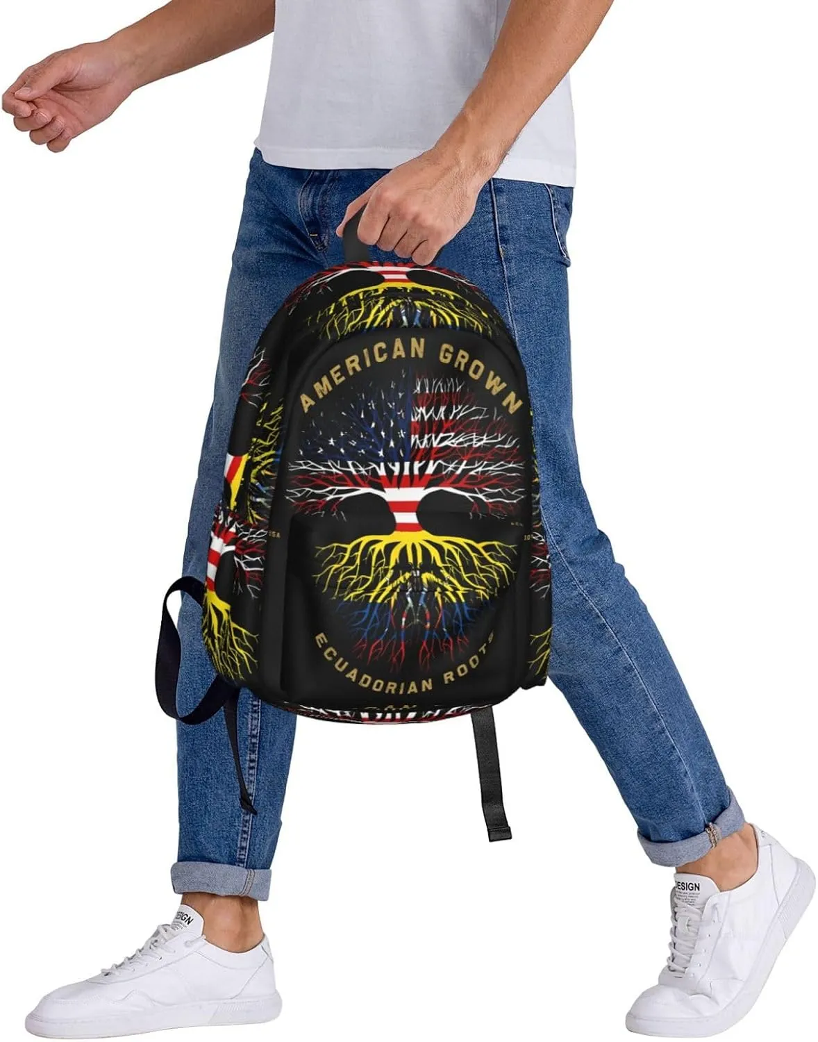 American Grown Ecuadorian Roots Tree Flag Large Travel Backpack Casual Backpacks Laptop Daypack Working Rucksack Lightweight Back Pack Sports Bag with Adjustable Shoulder Strap