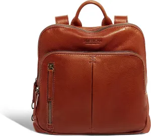 American Leather Co. Cleveland Midsize Backpack for Women, Dark Brown, 100% Genuine Leather, Medium-Sized Stylish Backpack Purse with Pleat Detailing & Antiqued Hardware, Adjustable Straps
