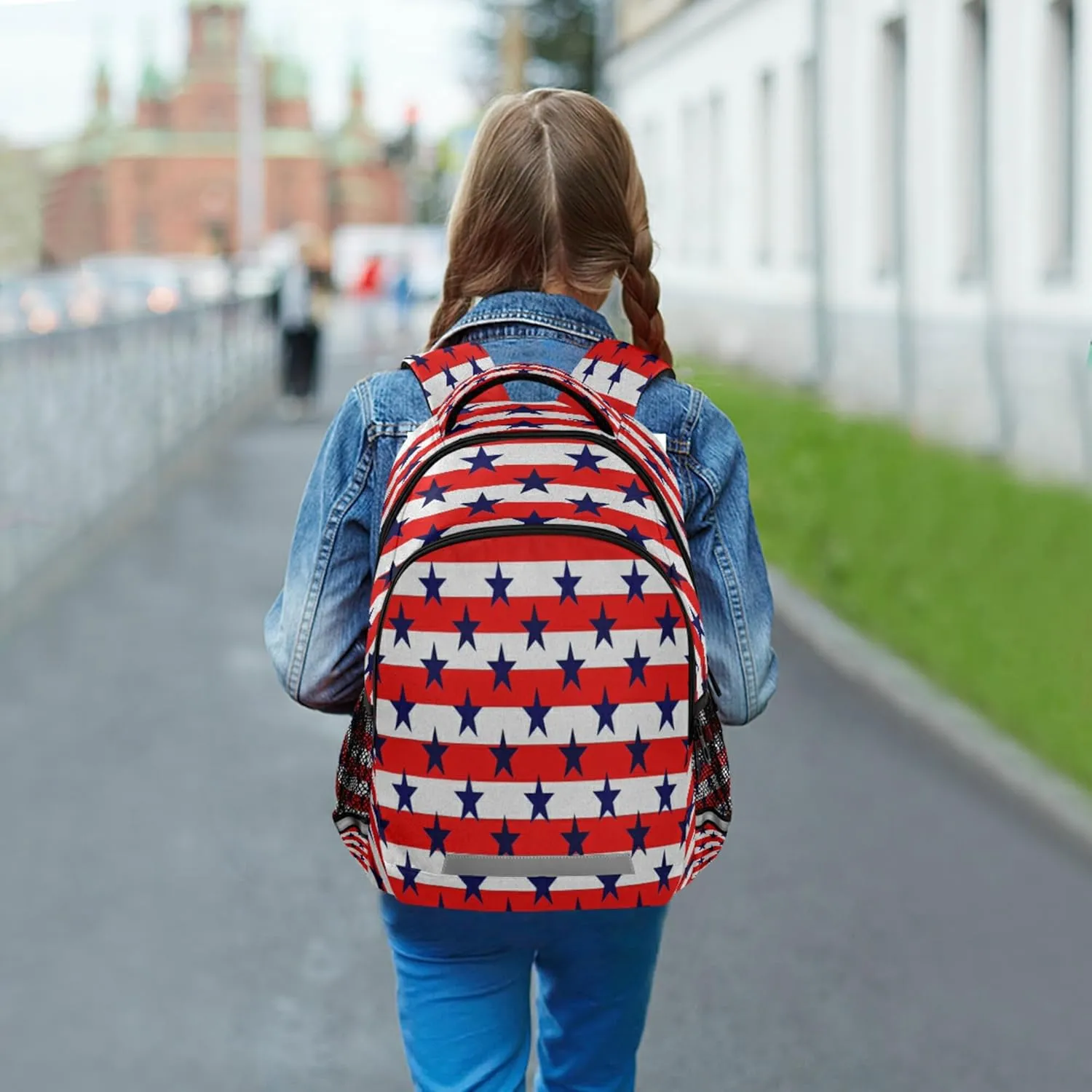 American President Day Abstract Flag Backpack for Girls Kids Boys School Bookbags,Student Laptop Backpack Carrying Bag Casual Lightweight Travel Sports Day Packs