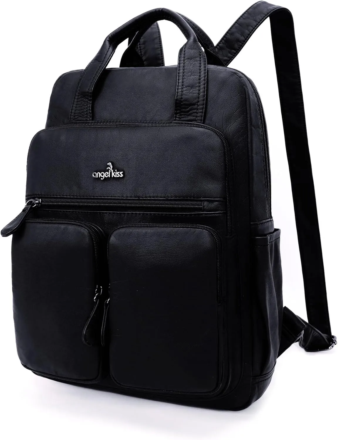 Angel Kiss Backpack Purse for Women Soft Washed Leather Multi Pocket Casual Travel Backpacks…
