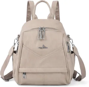 Angel Kiss Small Backpack Purse for Women,Soft Vegan Leather Roomy Backpacks,Designer Ladies Shoulder Backpack Fashion Handbag with Removable Strap,Apricot