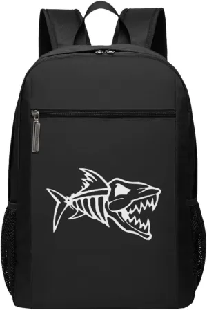 Anger Fish Skeletons Travel Laptop Backpack, Business Anti Theft Slim Sturdy Laptops Backpacks, College Computer Bag Gift for Men & Women Fits 17 Inch Notebook,Black