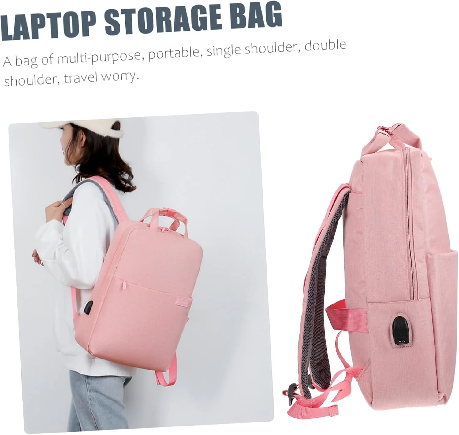 Angoily 2 Pcs Laptop Bag Laptop Backpack Storage Bag for Laptop Miss Charge Shoulder Bags, Pink, 46X34X6CM