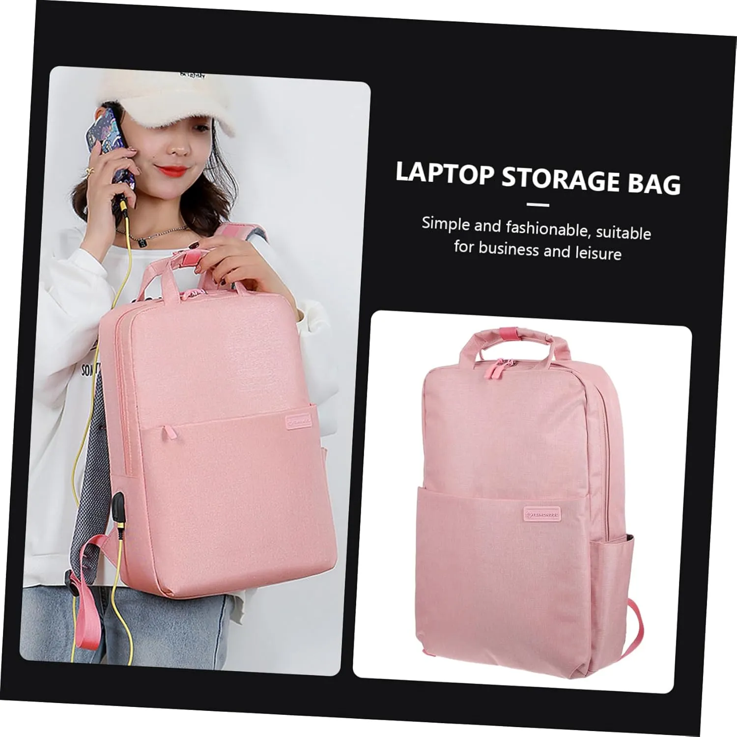 Angoily 2 Pcs Laptop Bag Laptop Backpack Storage Bag for Laptop Miss Charge Shoulder Bags, Pink, 46X34X6CM