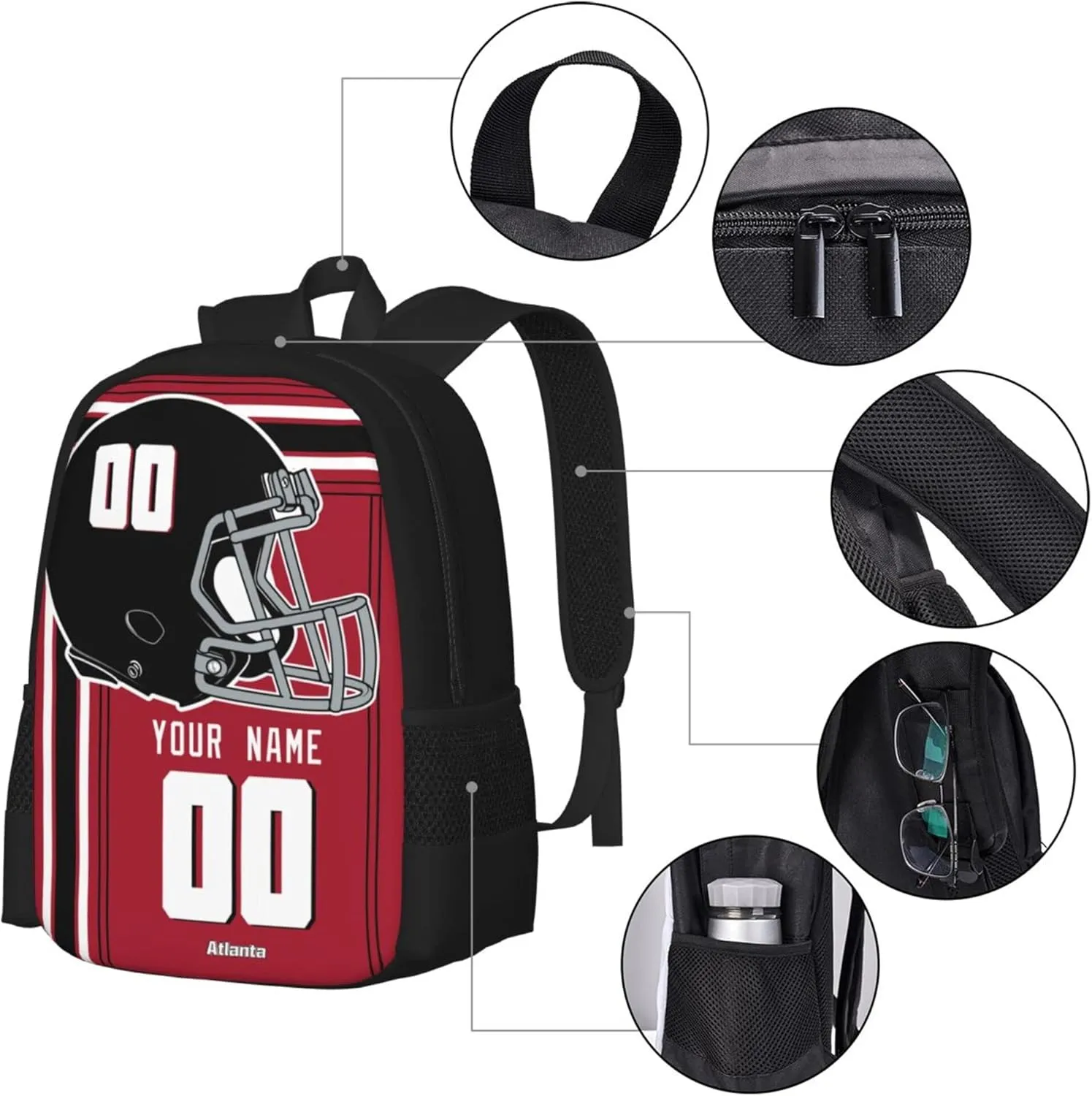 ANTKING Atlanta Backpack Customized High capacity Personalized Any Name and Number Fans Gifts for Kids Men