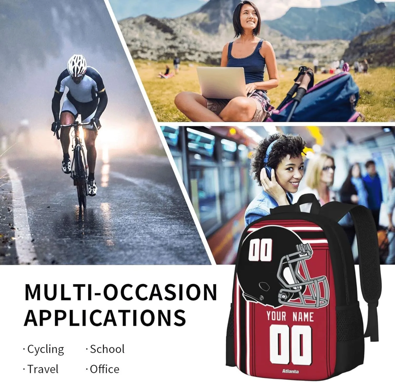 ANTKING Atlanta Backpack Customized High capacity Personalized Any Name and Number Fans Gifts for Kids Men