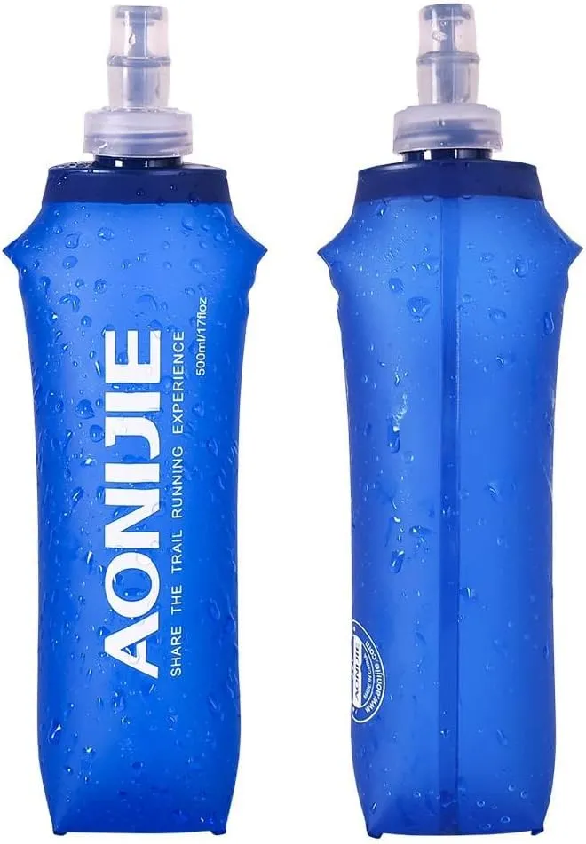 AONIJIE TPU Soft Flask Water Bottle Collapsible Running Flask for Hydration Pack, BPA Free, Wide Opening, for Outdoor Sports Hydration