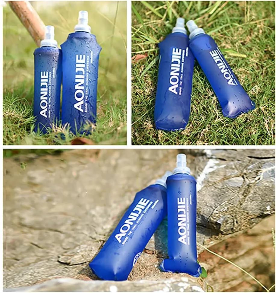 AONIJIE TPU Soft Flask Water Bottle Collapsible Running Flask for Hydration Pack, BPA Free, Wide Opening, for Outdoor Sports Hydration