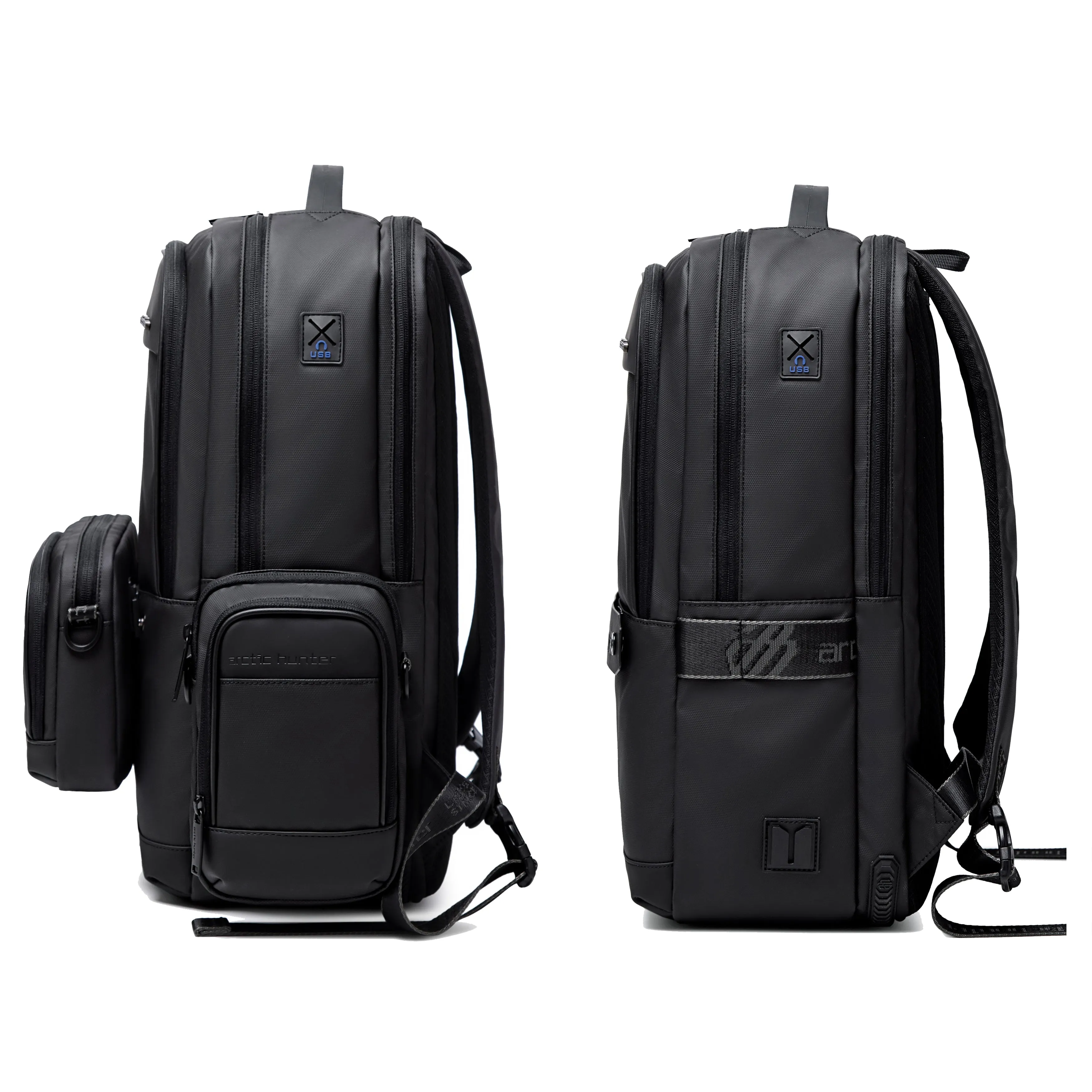Arctic Hunter 3 in 1 Water Resistant Unisex 17.3-inch Backpack Convertible Slim Daypack with 2 small bag and Built-in USB Jack for Casual and Business, B00483 Black