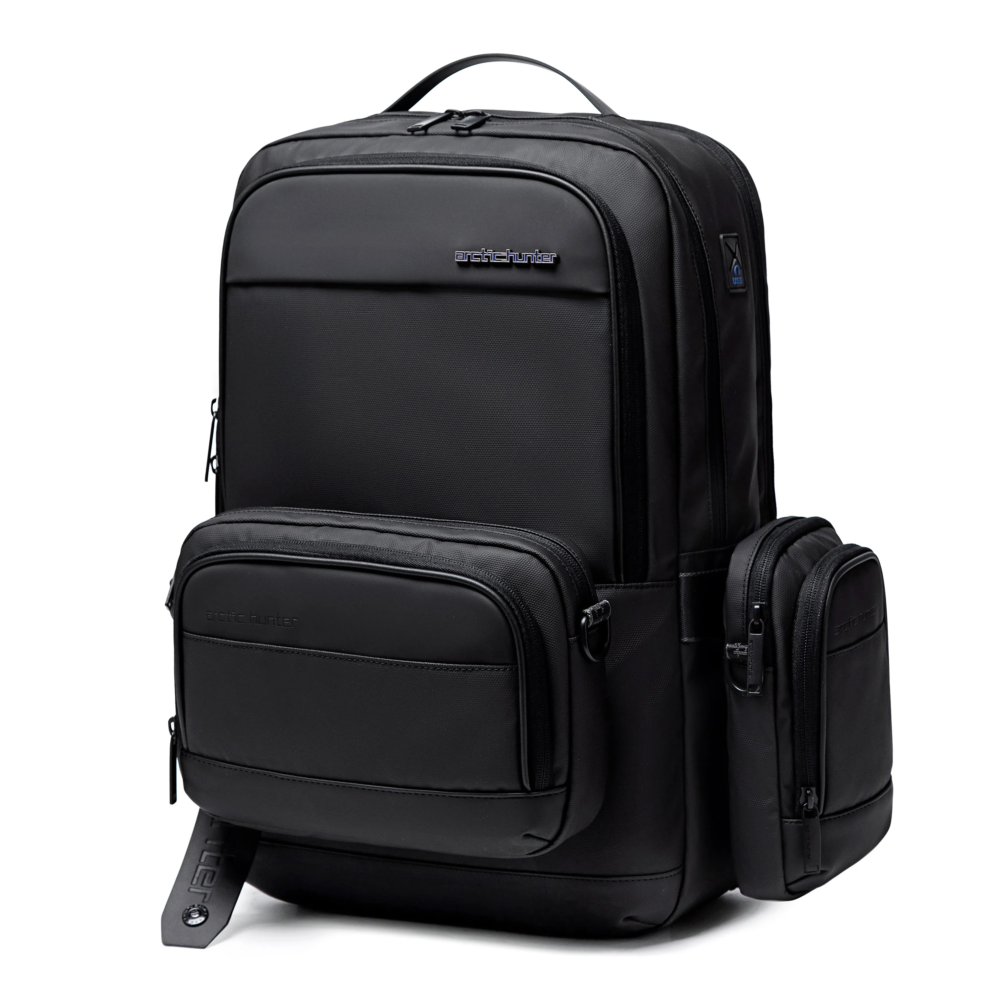 Arctic Hunter 3 in 1 Water Resistant Unisex 17.3-inch Backpack Convertible Slim Daypack with 2 small bag and Built-in USB Jack for Casual and Business, B00483 Black
