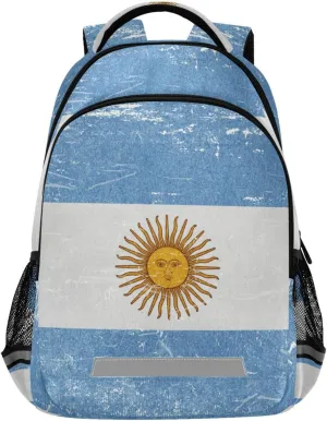 Argentina Flag Backpack for Girls Kids Boys School Bookbags, Student Laptop Backpack Carrying Bag Casual Lightweight Travel Sports Day Packs
