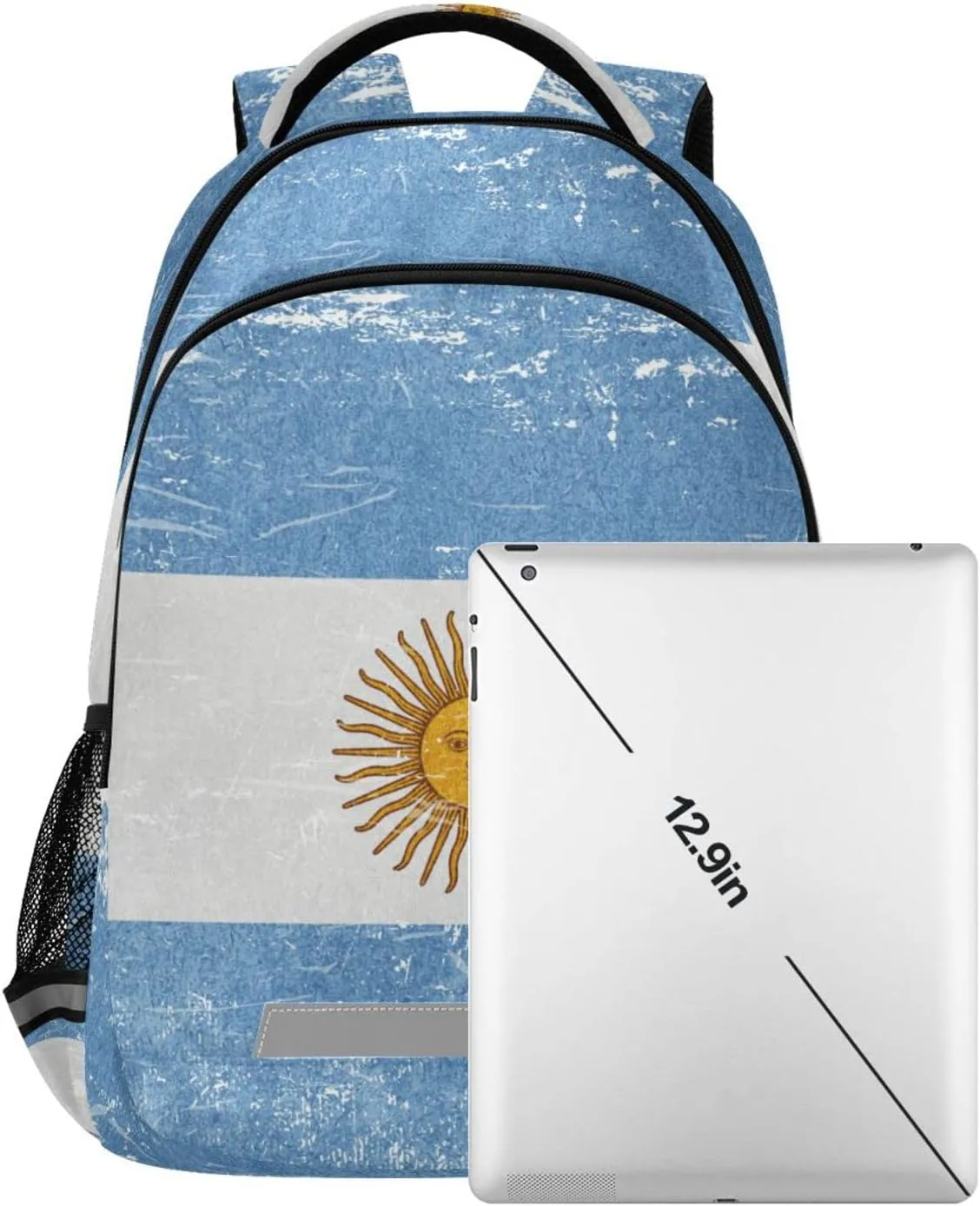 Argentina Flag Backpack for Girls Kids Boys School Bookbags, Student Laptop Backpack Carrying Bag Casual Lightweight Travel Sports Day Packs