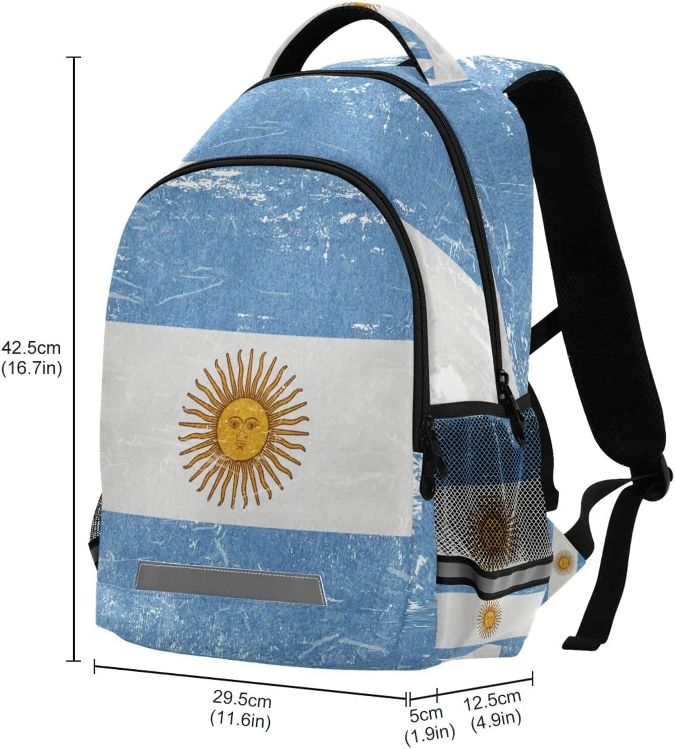 Argentina Flag Backpack for Girls Kids Boys School Bookbags, Student Laptop Backpack Carrying Bag Casual Lightweight Travel Sports Day Packs