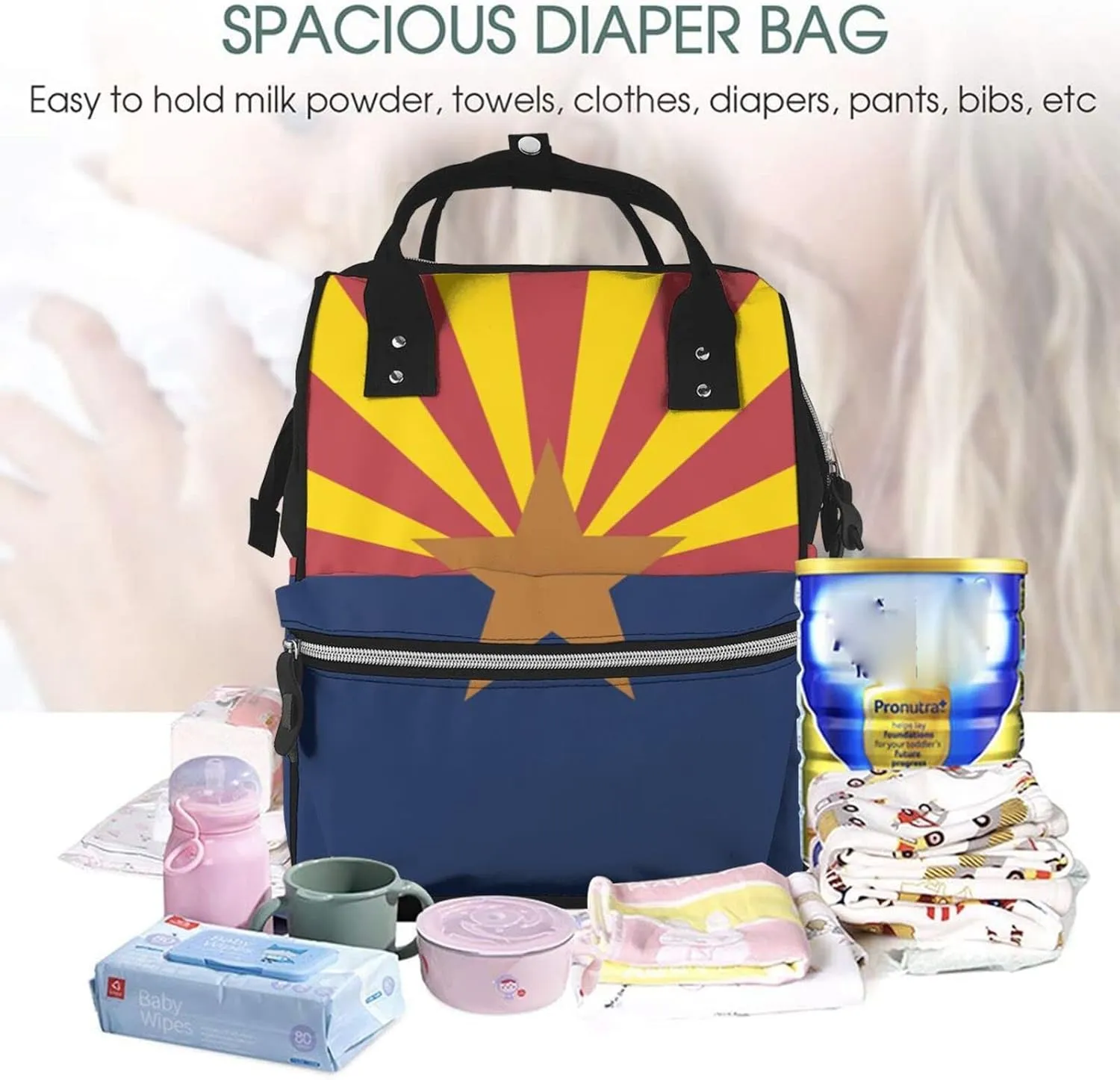 Arizona AZ State Flags Large Capacity Mummy Maternity Bag Multifunctional Diaper Backpack 3D Print Travel Backpack