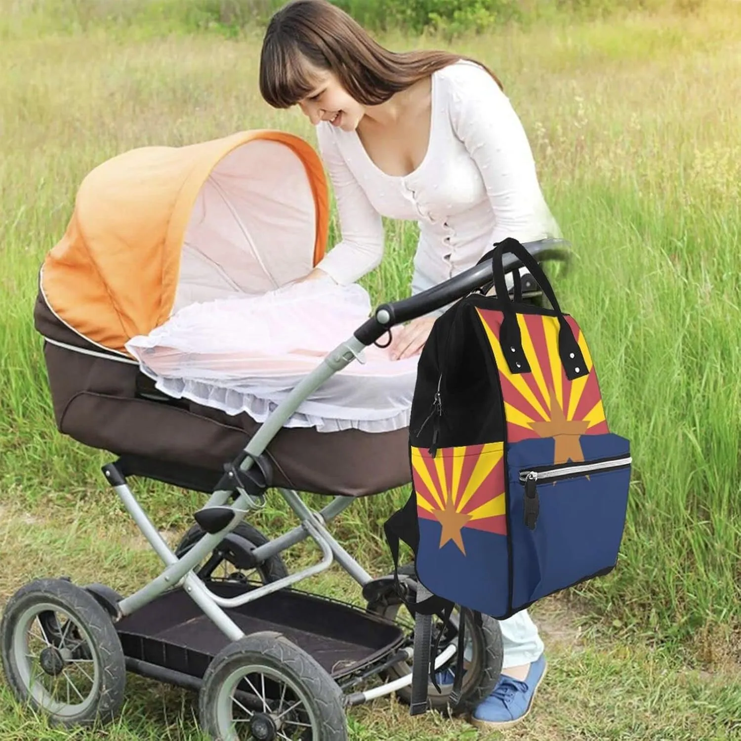 Arizona AZ State Flags Large Capacity Mummy Maternity Bag Multifunctional Diaper Backpack 3D Print Travel Backpack