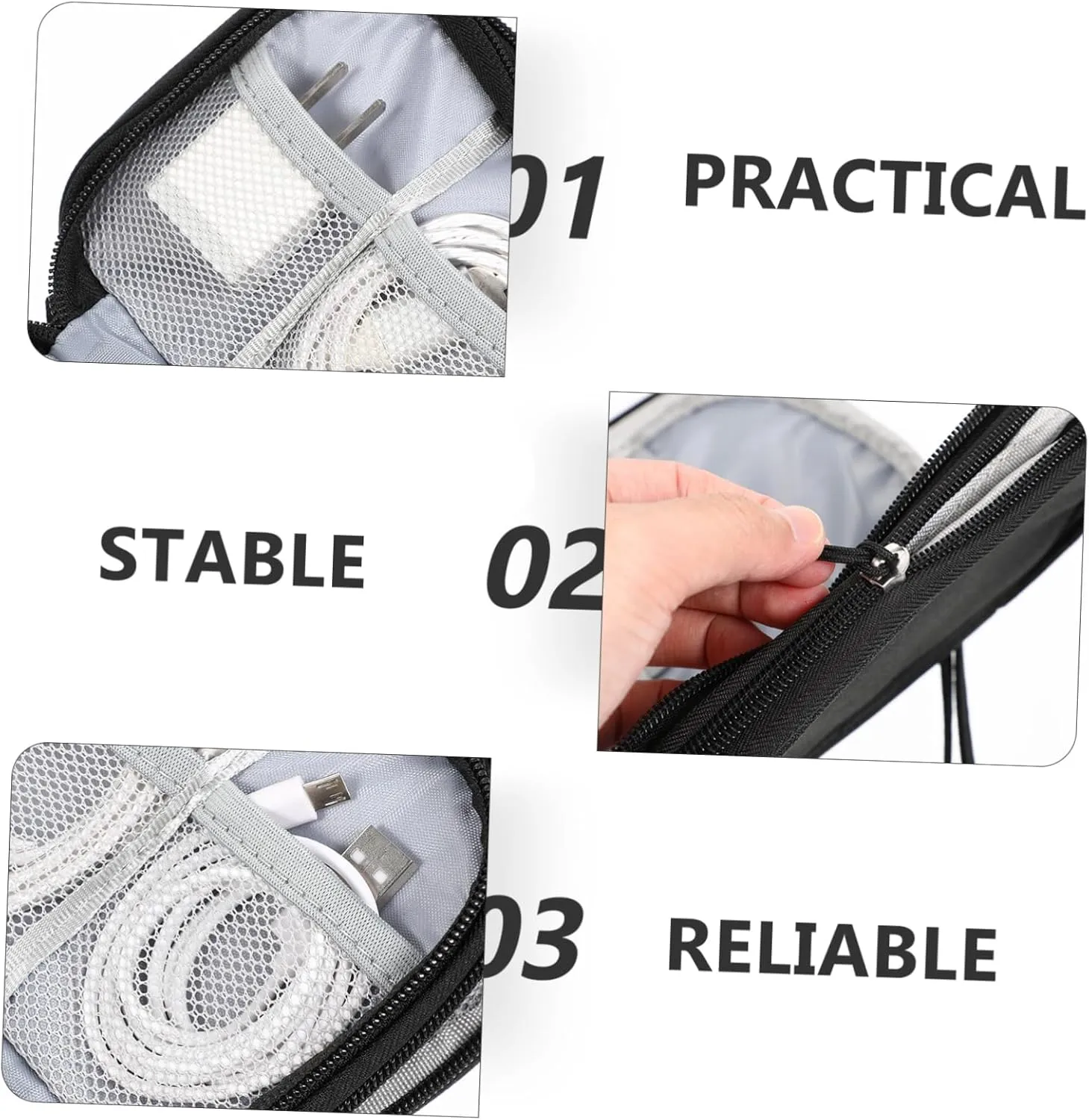 ARTIBETTER 2pcs Travel Accessories Bag Cable Case Electronic Organizer Sturdy Zipper Pouch Outdoor Pouch