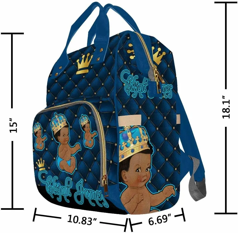 Artsadd Custom Name Diaper Bag Mommy Nappy Bags, Personalized Dark Blue Crown Handbags Large Capacity Multi-Function Nursing Bags for Outdoor Travel
