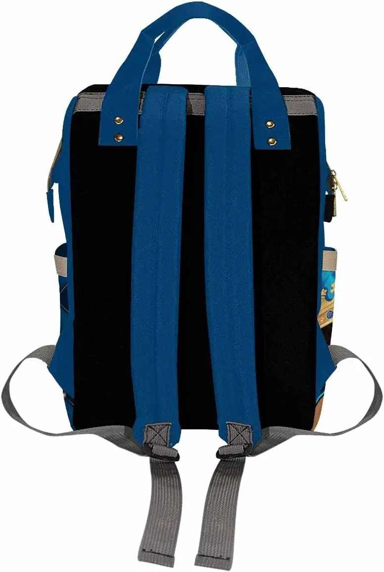 Artsadd Custom Name Diaper Bag Mommy Nappy Bags, Personalized Dark Blue Crown Handbags Large Capacity Multi-Function Nursing Bags for Outdoor Travel