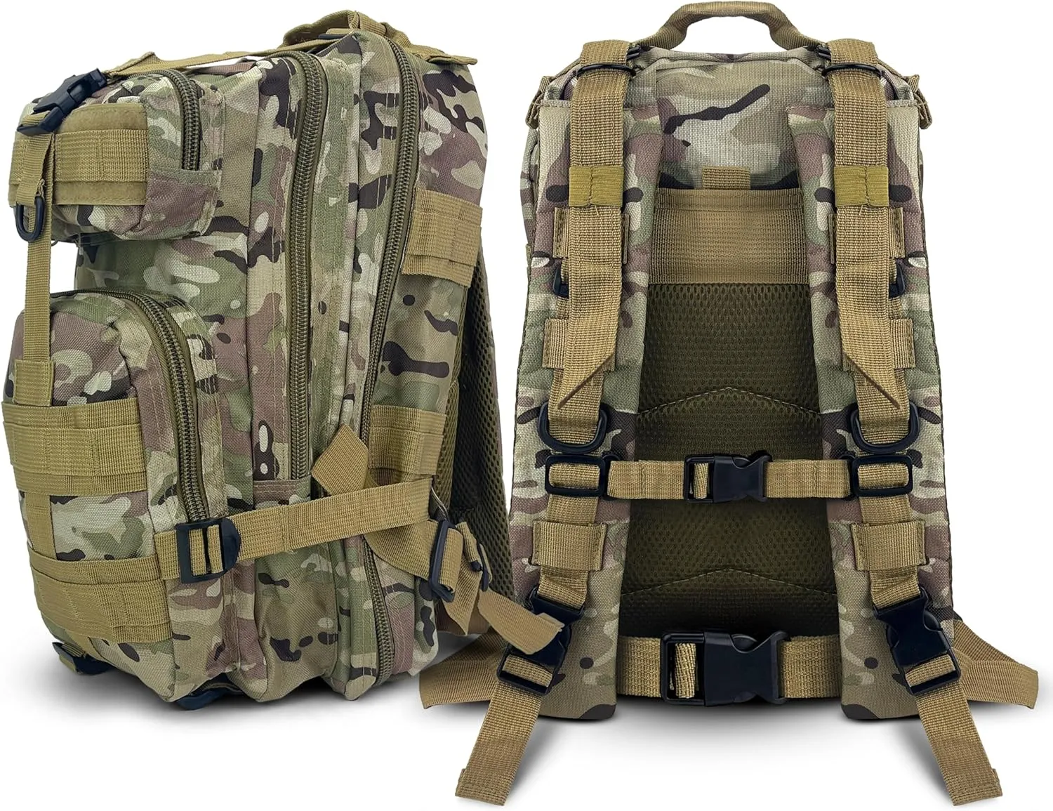 ASA TECHMED Large Tactical Backpack - IFAK Military-Grade Assault Pack, Everyday Carry Use, Military Backpacks Tactical (Green Camo)