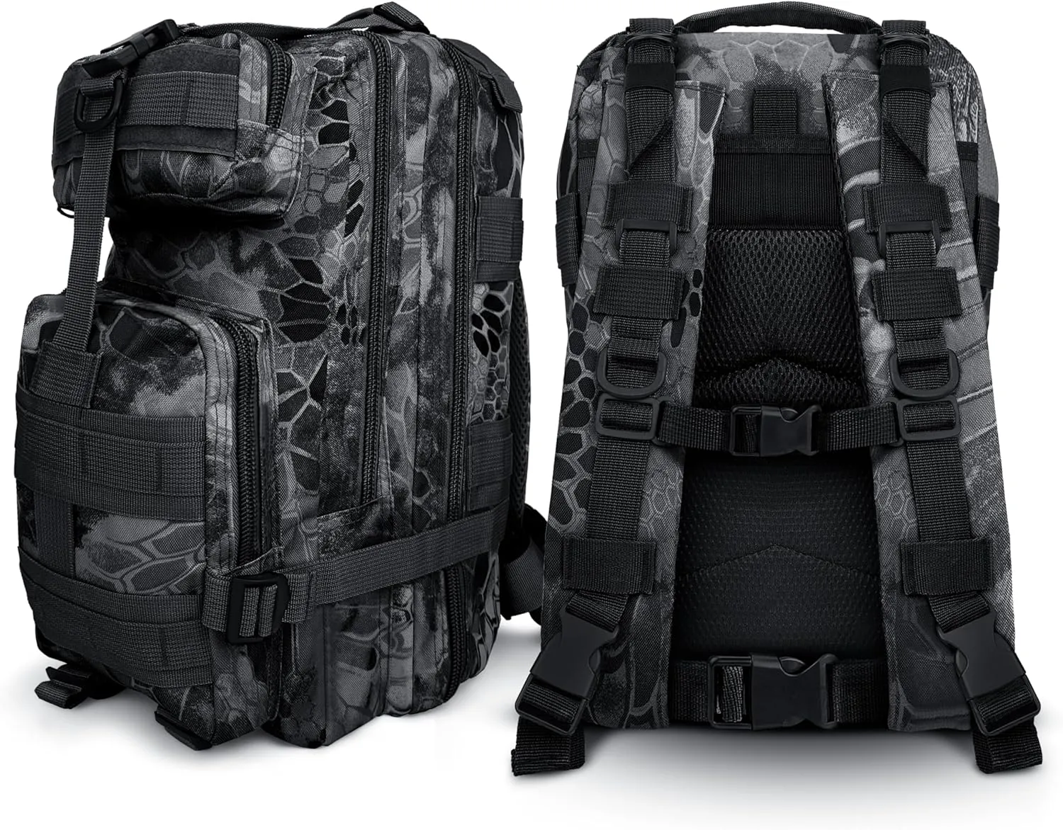 ASA TECHMED Large Tactical Backpack - IFAK Military-Grade Assault Pack, Everyday Carry Use, Military Backpacks Tactical (Snake Black)