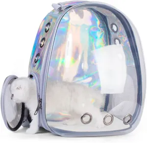Astronaut Window Bubble Carrying Travel Bag Breathable Space Capsule Transparent Pet Carrier Bag Dog Cat Backpack(Glare Gray)