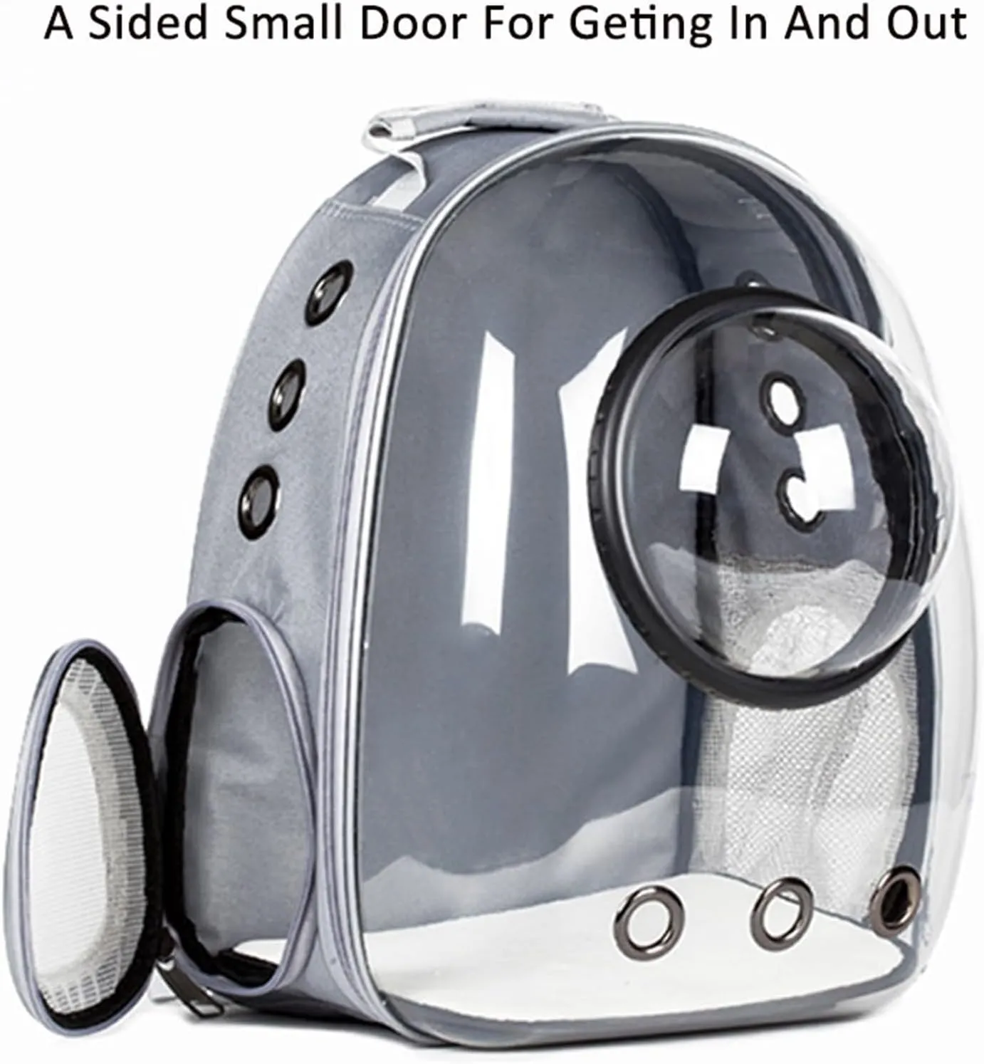 Astronaut Window Bubble Carrying Travel Bag Breathable Space Capsule Transparent Pet Carrier Bag Dog Cat Backpack(Glare Gray)