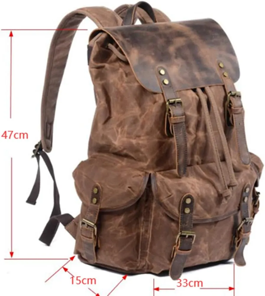Backpack Canvas Backpacks Men's Daypack Retro Travel Bag, Coffee, One Size