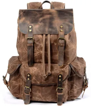 Backpack Canvas Backpacks Men's Daypack Retro Travel Bag, Coffee, One Size