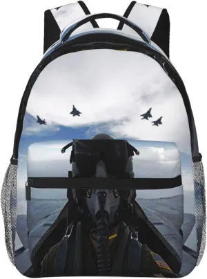 Backpack for Boys Girls Kids, Fighter Pilot Aircraft Airplane Plane Backpack Travel School Bag Bookbag Schoolbag Daypack for Men Teens Children