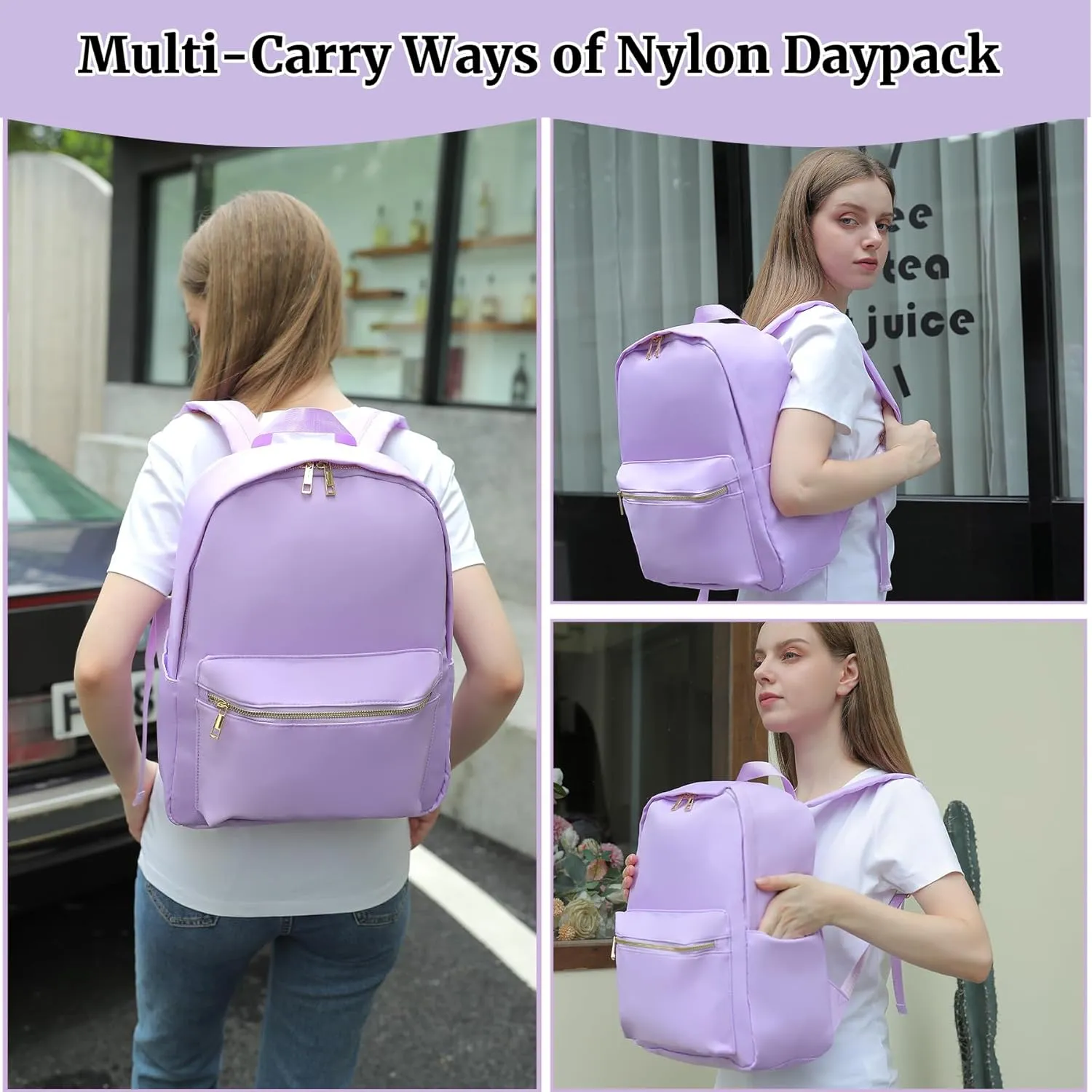 Backpack for College Travel Backpack Carry on Flight Approved Simple Modern Backpack for Women (Light Purple)