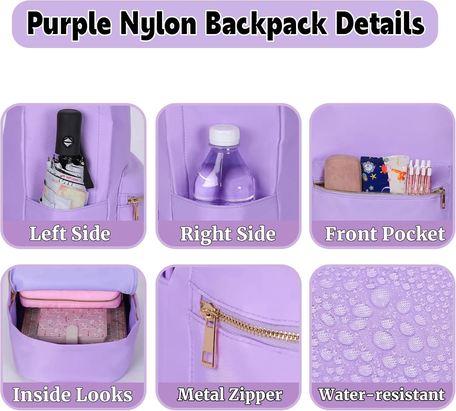 Backpack for College Travel Backpack Carry on Flight Approved Simple Modern Backpack for Women (Light Purple)