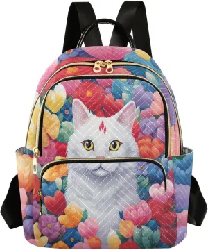 Backpack for Men and Women - Lightweight Laptop Backpack Casual Daypack for College Work Travel, Flower Cat (13), Medium