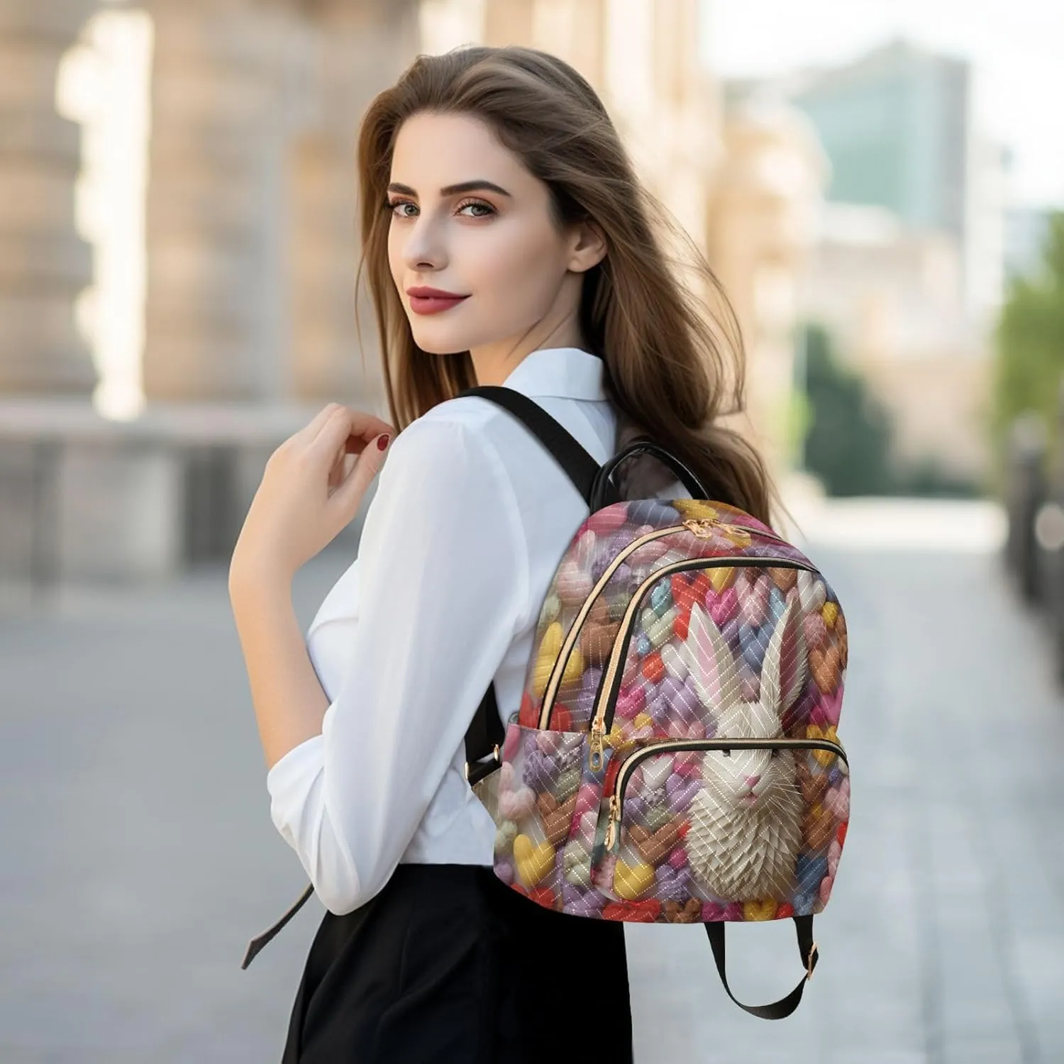 Backpack for Men and Women - Lightweight Laptop Backpack Casual Daypack for College Work Travel, Heart Rabbit (18), Medium, Small