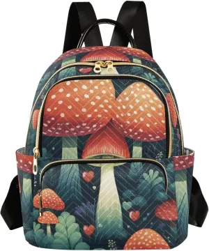 Backpack for Men and Women - Lightweight Laptop Backpack Casual Daypack for College Work Travel, Mushroom Leaves (3), Small