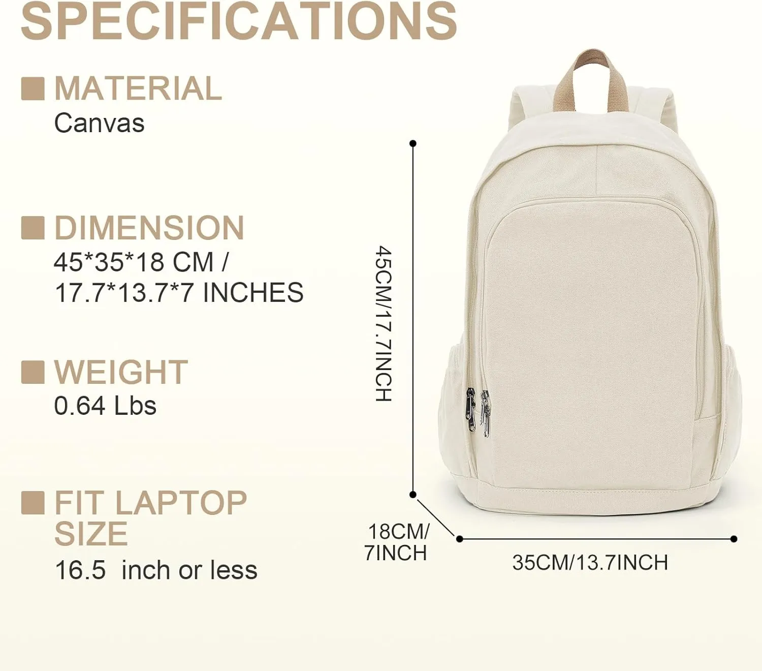 Backpack for School Women Men, Canvas Backpack Bookbag for Teens Girls Boys, Lightweight College School Back Pack Book Bag Casual Daypack Mochilas Escolares para Adolescentes