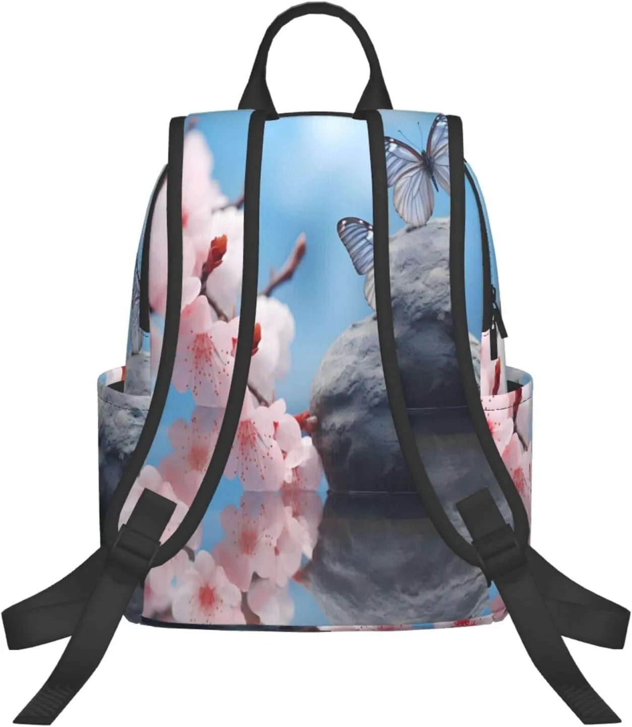 Backpack For Women Men Cherry Flower Butterly Bookbag Lightweight Travel Casual Daypack Water Resistant Outdoor Hiking Sport Rucksack