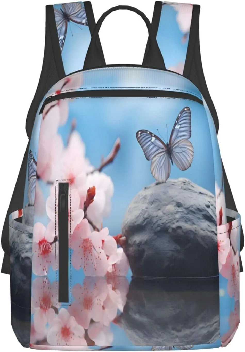Backpack For Women Men Cherry Flower Butterly Bookbag Lightweight Travel Casual Daypack Water Resistant Outdoor Hiking Sport Rucksack